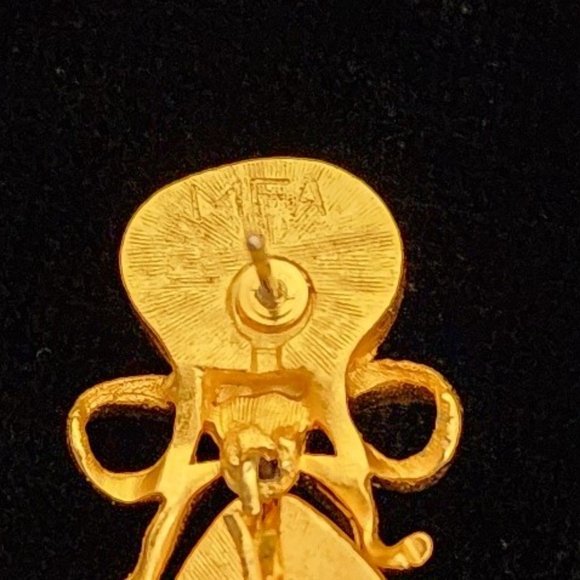 Vintage MFA Austrian Crystal Earrings II -Faux Pearl Drop - Picture 5 of 5